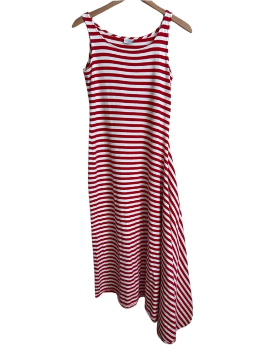Marimekko Finland Tasaraita Red White Stripe Cotton Tank Maxi Dress S/M Resort